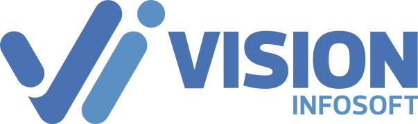 Logo with a stylized check mark and the word "Vision" in blue text.