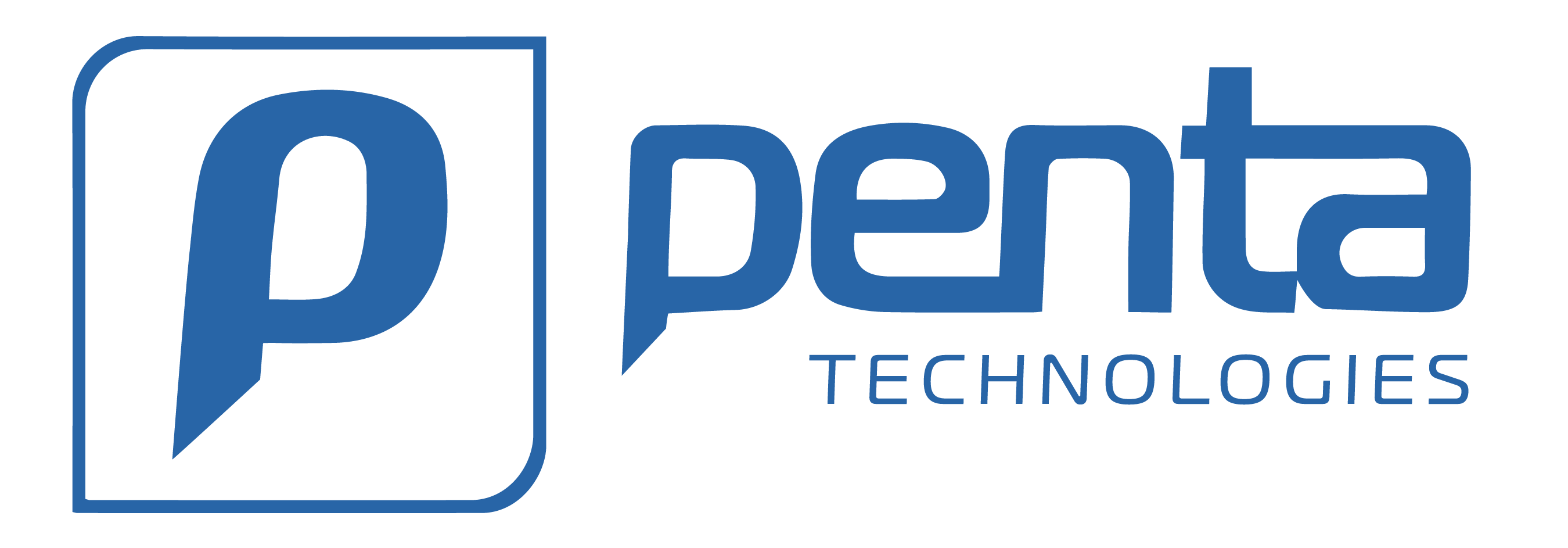 Logo of Penta Technologies featuring a stylized letter "p" and the company name in blue text.